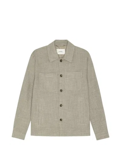 Les Deux Crosshatch Melange-woven Shirt Jacket In Grey