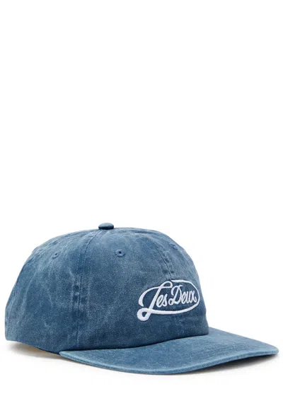 Les Deux Dad Logo-embroidered Washed Cotton Cap In Blue