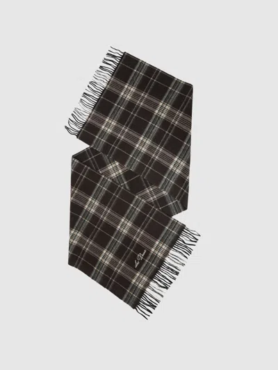 Les Deux Delicioso  Check Wool Scarf In Brown
