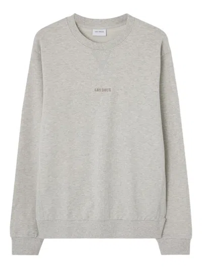 Les Deux Dexter Embroidered Crew-neck Sweatshirt In Gray