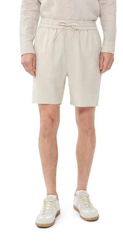 Les Deux Drawstring Linen Shorts 7 Light Sand In White