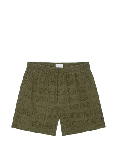 Les Deux Drawstring Open-work Deck Shorts In Green