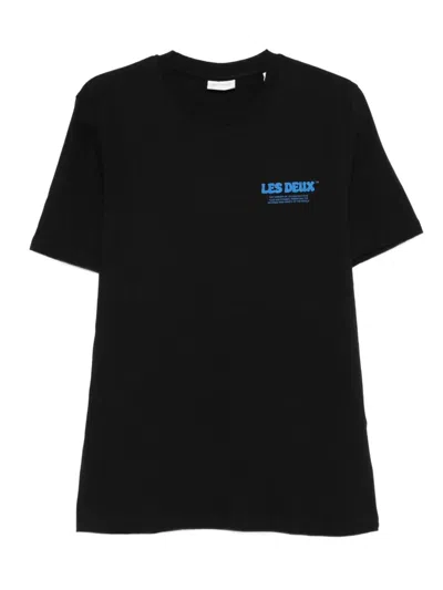 Les Deux Dynamic Organic-cotton Graphic T-shirt In Black