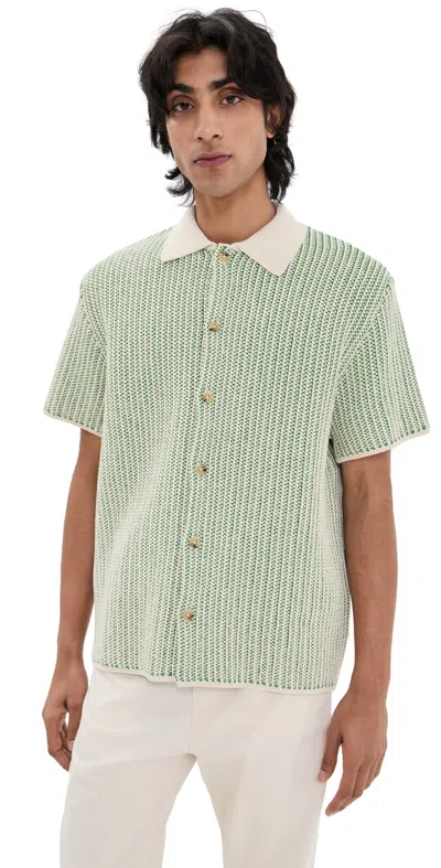 Les Deux Easton Knitted Shirt Ivory/vintage Green
