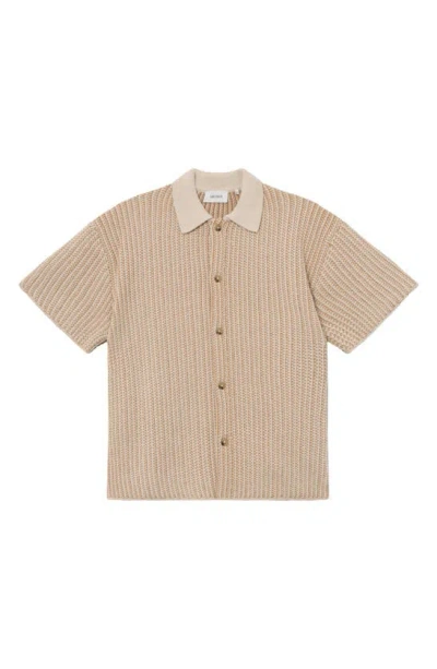 LES DEUX EASTON SHORT SLEEVE BUTTON-UP SWEATER