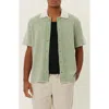 Les Deux Easton Short Sleeve Button-up Sweater In Ivory/vintage Green