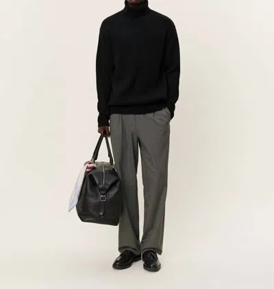 Les Deux Eddie Wool Rib Rollneck Knit Sweater In Black