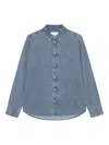 Les Deux Embroidered Denim Shirt In Blue