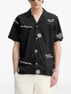 Les Deux Embroidered-graphic Short-sleeve Shirt In Black