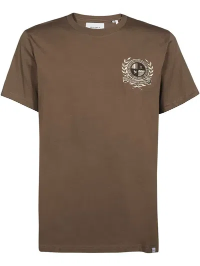 Les Deux Embroidered-logo Cotton T-shirt In Brown