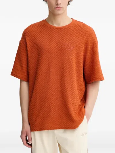 Les Deux Embroidered-logo Textured T-shirt In Pattern