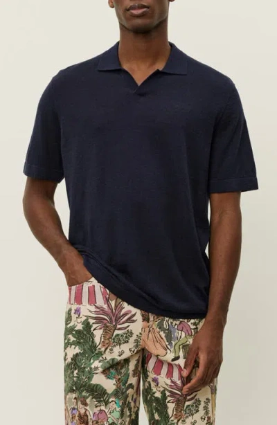 LES DEUX LES DEUX EMMANUEL LINEN & COTTON JOHNNY COLLAR POLO