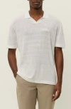 Les Deux Emmanuel Linen & Cotton Johnny Collar Polo In White