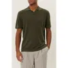 Les Deux Emmanuel Linen & Cotton Polo Sweater In Forest Green
