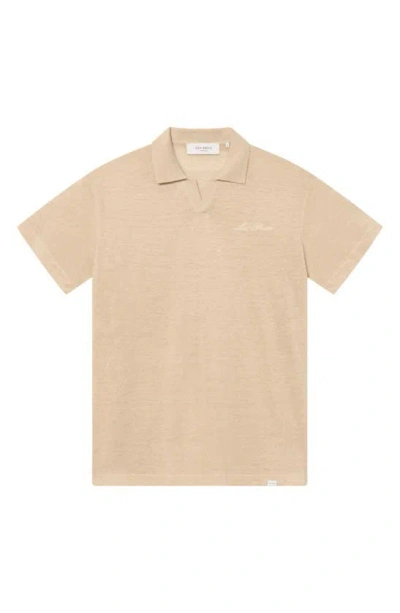 Les Deux Emmanuel Linen & Cotton Polo Sweater In Light Desert Sand