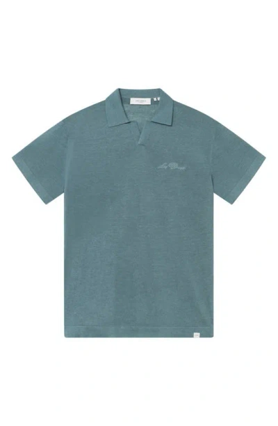 Les Deux Men's Emmanuel Polo Knit Shirt In Washed Denim Blue In Multi