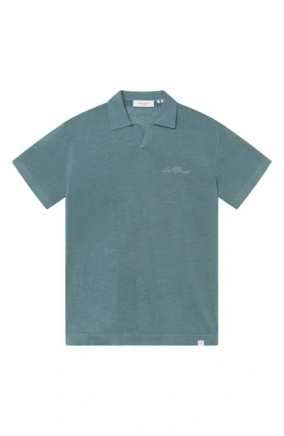 Les Deux Men's Emmanuel Polo Knit Shirt In Washed Denim Blue In Washed Denim Blue
