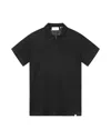 Les Deux Emmanuel Linen Blend Knit Polo In Black