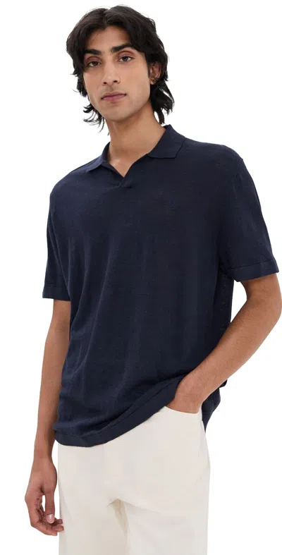 Les Deux Emmanuel Polo Knit Dark Navy In Blue