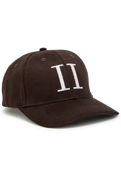 Les Deux Encore Logo-embroidered Faux Suede Cap In Brown
