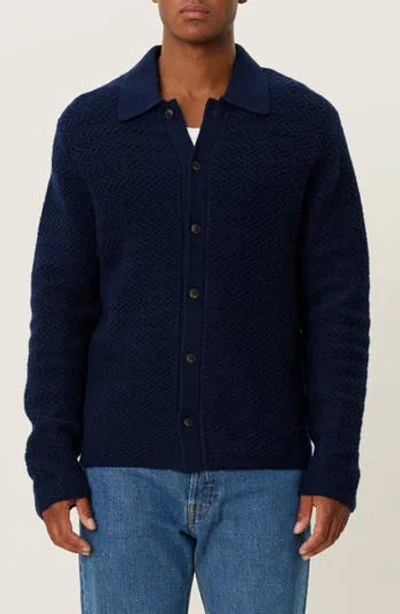 Les Deux Finnegan Herringbone Stitch Wool Cardigan