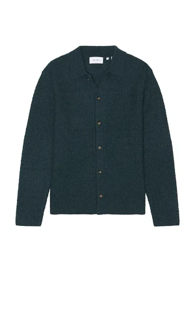 Les Deux Finnegan Knit Shirt In Dark Green