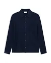 Les Deux Finnegan Textured Knit Wool Shirt In Navy