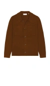 Les Deux Fischer Cotton Milano Overshirt In Brown