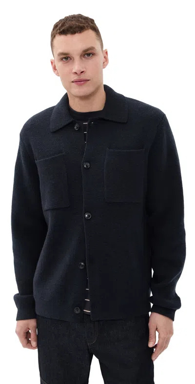 Les Deux Fischer Milano Knit Overshirt Dark Navy In Blue
