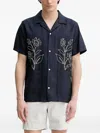 Les Deux Floral-embroidered Shirt In Blue