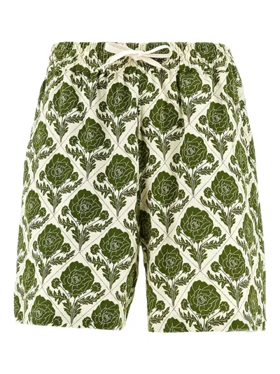 Les Deux Floral-patterned Bermuda Shorts In Green