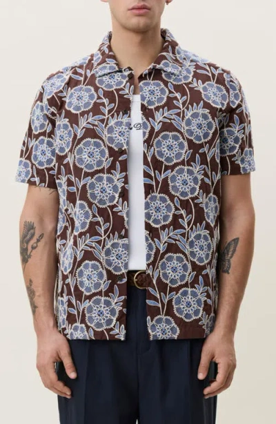 Les Deux Floral Print Button-up Shirt In Multi