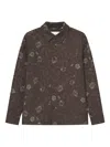 Les Deux Kaleb Jacquard Button Front Overshirt In Brown