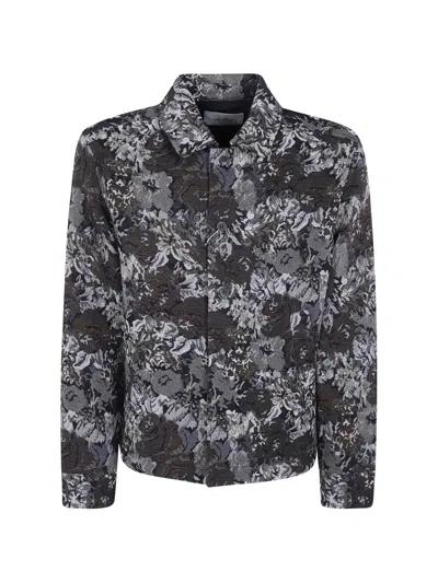Les Deux Floral-jacquard Shirt Jacket In Multi