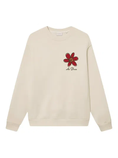 Les Deux Flower Basket Organic Cotton Graphic Sweatshirt In Neutral