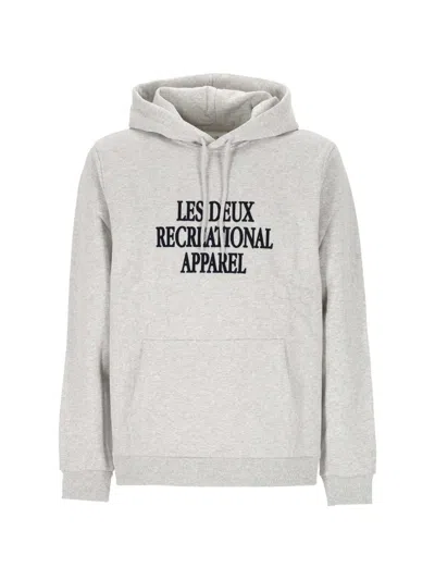 Les Deux From Copenhagen Logo-print Cotton Hoodie In Gray