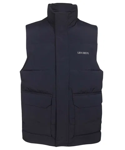 Les Deux Full Zip Field Waistcoat In Blue
