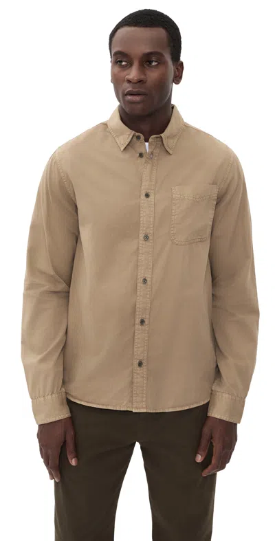 Les Deux Garment Dyed Shirt Caribou In Brown