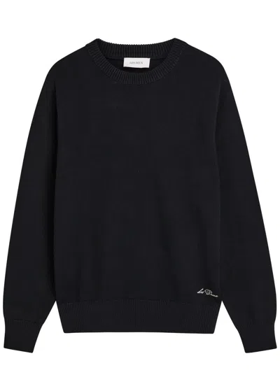 Les Deux Gary Globe Printed Cotton Jumper In Black