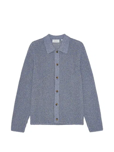 Les Deux Gerald Open Knit Shirt In Blue