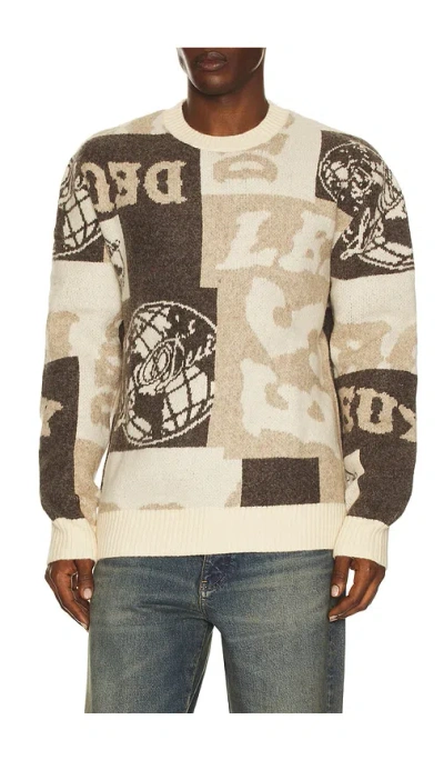 Les Deux Globe Crew Neck Knit Sweater In Multi