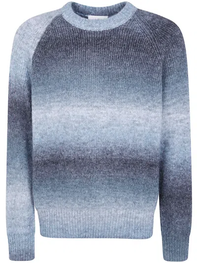 Les Deux Round Neck Gradient Knit Sweater In Blue