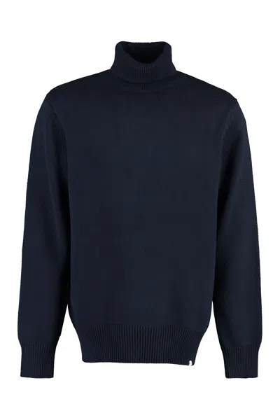 Les Deux Grant Cotton Turtleneck Sweater In Blue