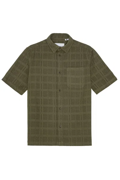 Les Deux Green Regular Textured Shirts