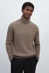 LES DEUX LES DEUX GREY MELANGE LES DEUX MERINO-WOOL RIBBED ROLL-NECK JUMPER