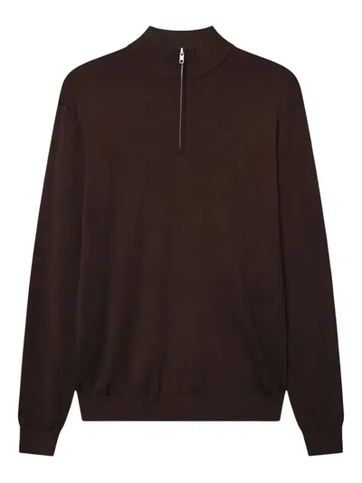 Les Deux Greyson Half-zip Jumper In Brown