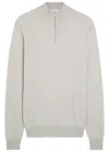 Les Deux Greyson Half-zip Merino Wool Jumper In Gray