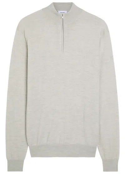 Les Deux Greyson Half-zip Merino Wool Jumper In Gray