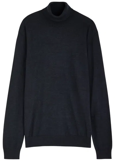 Les Deux Greyson Logo-embroidered Wool Jumper In Navy
