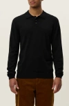 Les Deux Greyson Long Sleeve Wool Polo Sweater In Black